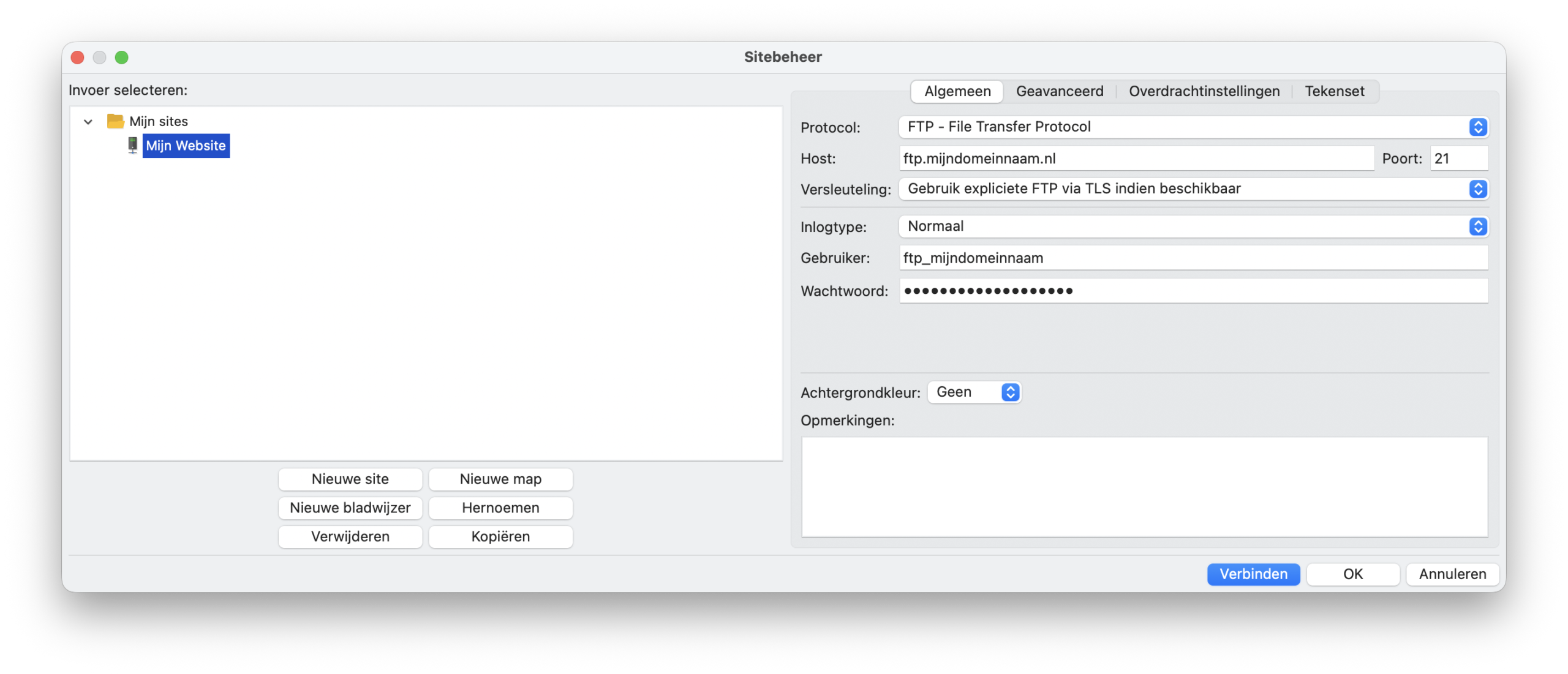 FileZilla instellen voor expliciete FTPS met TLS op poort 21